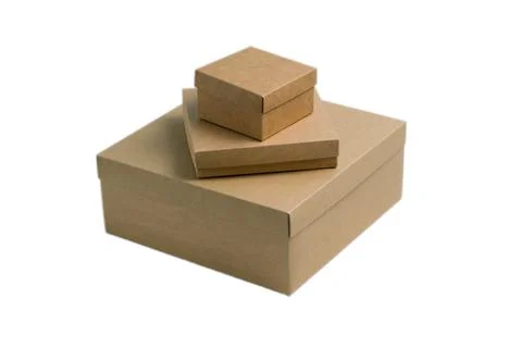 Craft boxes isolate on a white background. The concept of delivery, shopping  Stock Photos