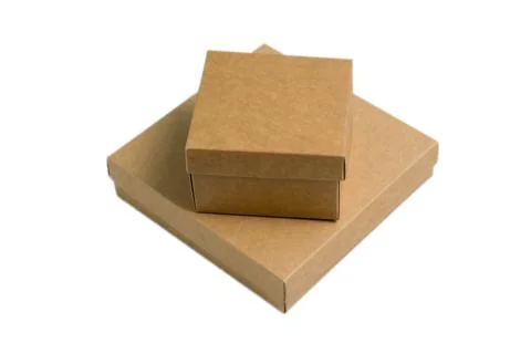 Craft boxes isolate on a white background. The concept of delivery, shopping  Stock Photos