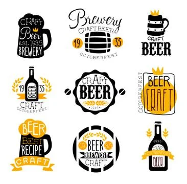 Craft Brewery Set Of Logo Design Templates Stock Illustration