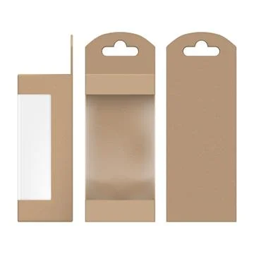 Craft Brown Paper Packaging Gift Box With Transparent Window Stock Illustration