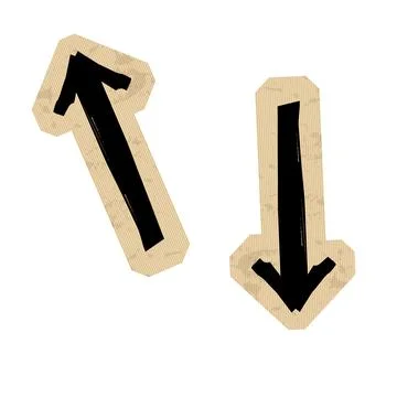 Craft cardboard arrow set vector illustration. Black hand drawn brush stroke Stock Illustration