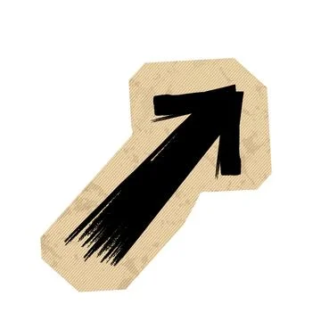Craft cardboard arrow vector illustration. Black dry brush stroke doodle arrow Stock Illustration