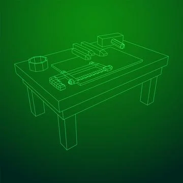 Craft carpentry workbench workshop interior Stock Illustration