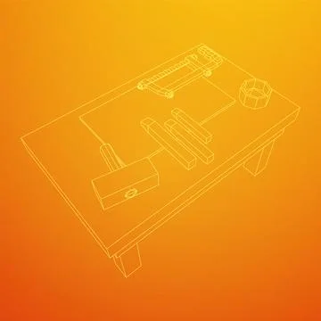 Craft carpentry workbench workshop interior Stock Illustration