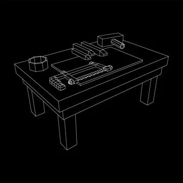 Craft carpentry workbench workshop interior Stock Illustration