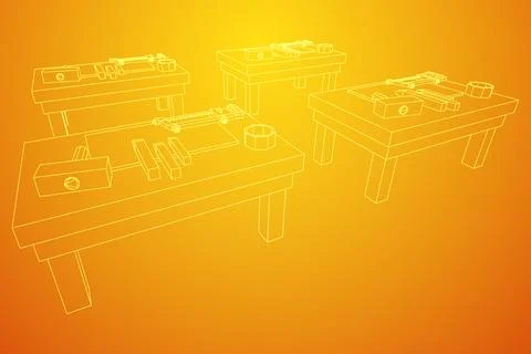 Craft carpentry workbench workshop interior Stock Illustration