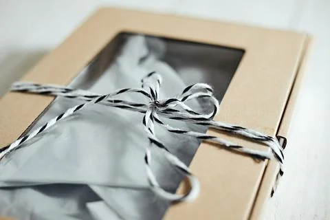 Craft gift box on background Stock Photos