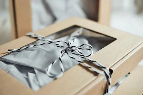 Craft gift box on background Stock Photos