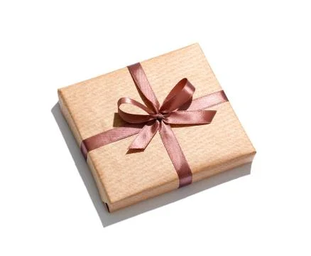 Craft gift box isolated on background. 写真素材