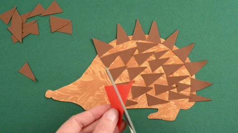 To craft hedgehog of paper Video stock 43586723