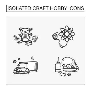 Craft hobby set hand drawn icons Stock Illustration