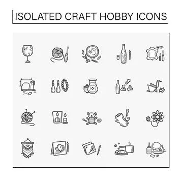 Craft hobby set hand drawn icons Illustrazione stock