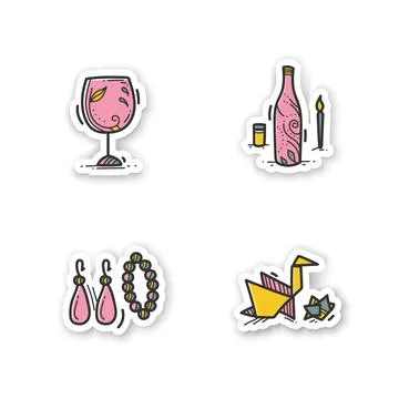 Craft hobby set stickers Stock Illustration