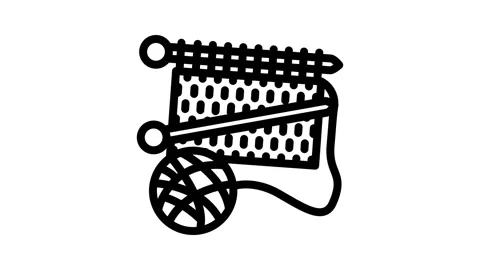 Craft knitting wool line icon animation Stock Footage 326762821