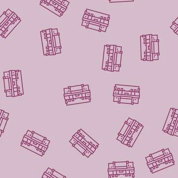 Craft knitting wool line seamless pattern Illustrazione stock