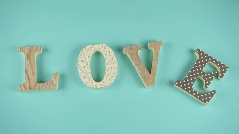 Craft Letters forms a word LOVE. Stop-motion animation Video stock 103609887