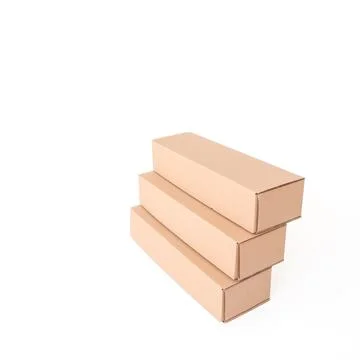 Craft long boxes on a white background. Place for text and logo. The concep.. Stock Photos