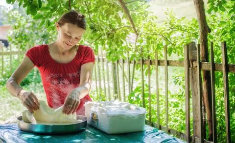 Craft making cheese Stock Photos