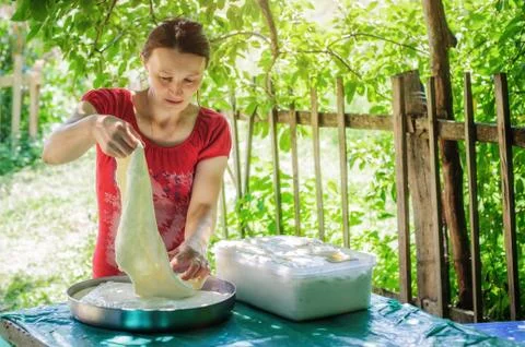 Craft making cheese Stock Photos