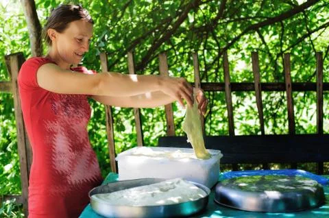 Craft making cheese Stock Photos