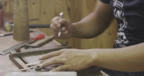 Craft marking silver with pencil Stock Footage 141362720