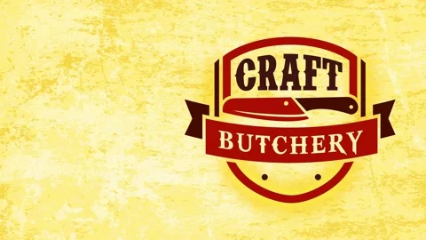 Craft murder folklore badge with knife in the center representing quality primal Stock-Footage 130453596