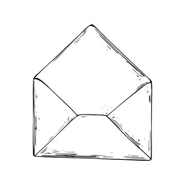 Craft, old, open envelope for letters and mail. Line art is a simple hand-drawn Illustrazione stock