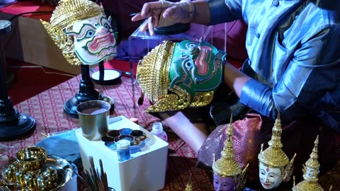 Craft of painting Monkey King Head Stock Footage 252429795