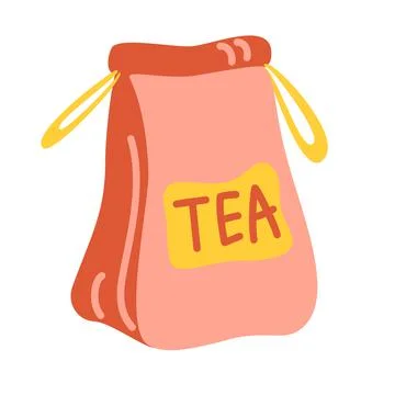 Craft Paper Bag with Tea. Element for the design of the kitchen of cafes and  Stock Illustration