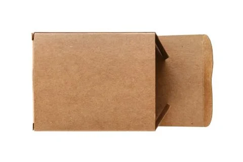 Craft paper box packaging isolated on white background Stock Photos