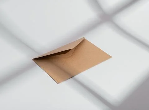Craft paper envelope. Letter, mail, post, communication and correspondence .. Stock Photos
