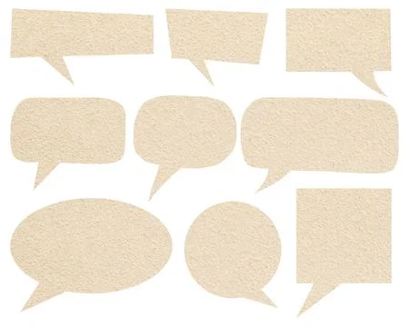 Craft paper speech bubble set isolated mockup design element Stockillustratie