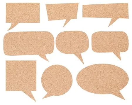 Craft paper speech bubble set isolated mockup design element Illustrazione stock