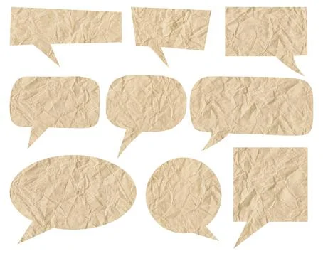 Craft paper speech bubble set isolated mockup design element Stock Illustration