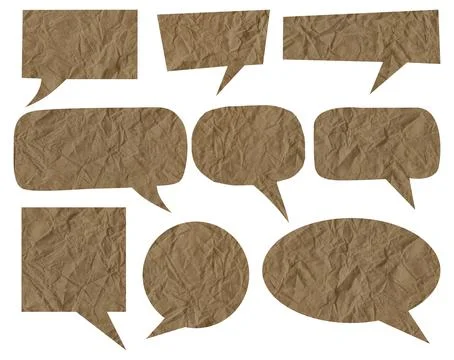 Craft paper speech bubble set isolated mockup design element 스톡 일러스트
