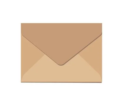 Craft paper vector close envelope, isolated on white background. Realistic brown イラスト素材
