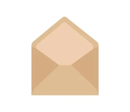 Craft paper vector envelope isolated on white background. Realistic brown opened Stock Illustration