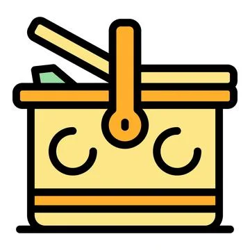Craft picnic basket icon vector flat 스톡 일러스트