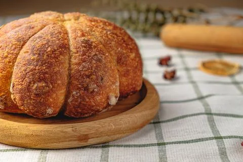 Craft pumpkin bread with Stock Photos
