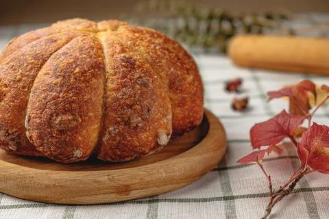 Craft pumpkin bread with Stock Photos