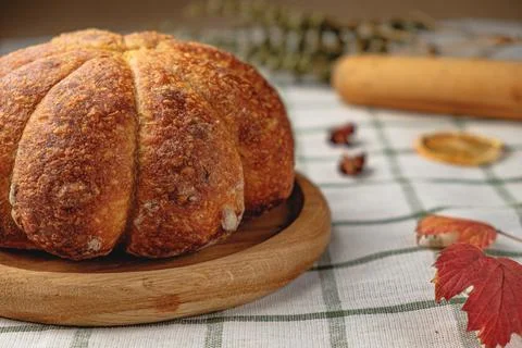 Craft pumpkin bread with Stock Photos