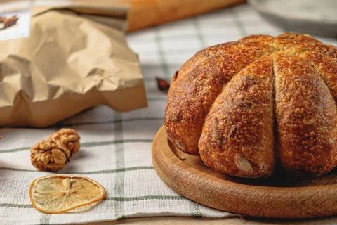 Craft pumpkin bread with Stock Photos