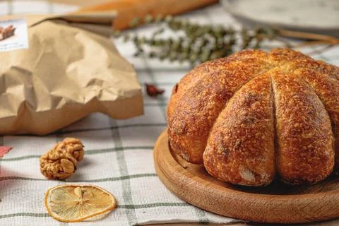 Craft pumpkin bread with 写真素材