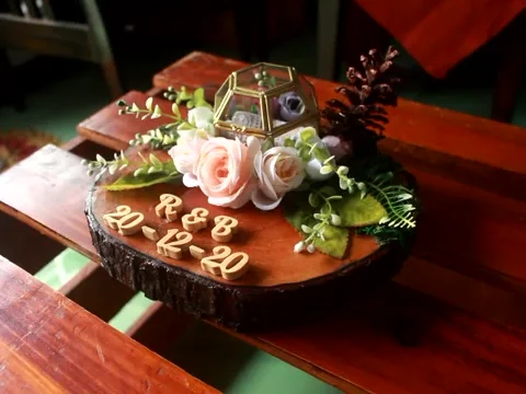 Craft ring box rustic Stock Footage 149634020