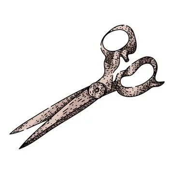 Craft scissors sketch hand drawn vector Stock Illustration