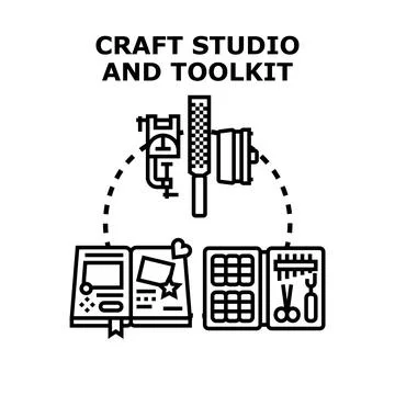 Craft studio and toolkit concept for creating artistic hobby Stock Illustration