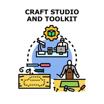 Craft studio designing and making artistic objects Иллюстрация