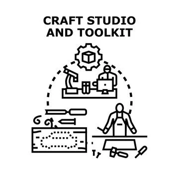 Craft studio designing and making artistic objects Stockillustratie