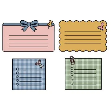 Craft Supplies Sticky Note Bundle Stock Illustration