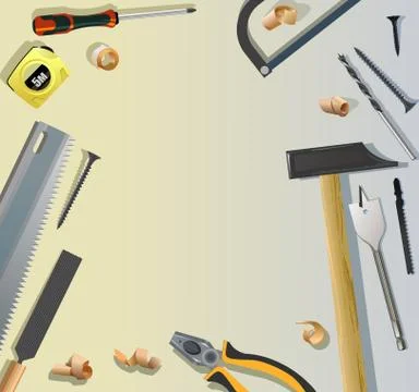 Craft table, carpentry workbench for the workshop. View from above. Vector il Stock Illustration